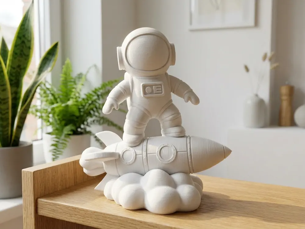 Astronaut on Rocket Sculpture by Sculturissimo3D