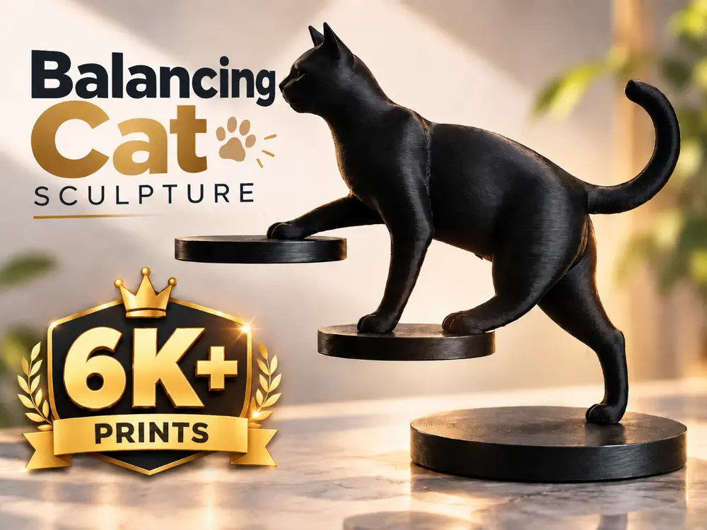 Balancing Cat Sculpture by AtlasLab