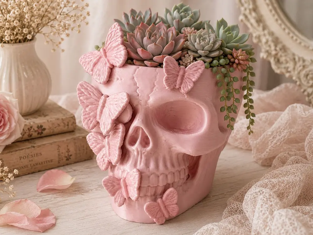 Butterfly Skull Planter & Organizer by vaclav.klich