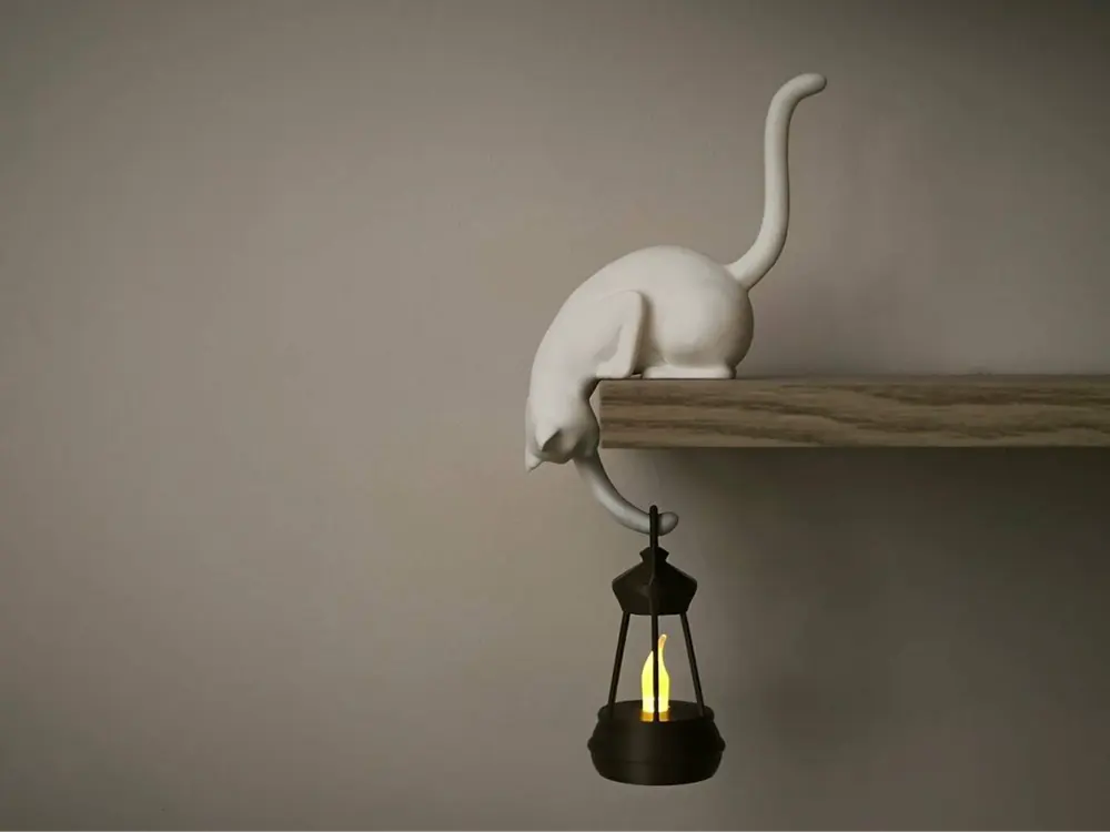 Cat Shelf Hook with Lantern by Sevro