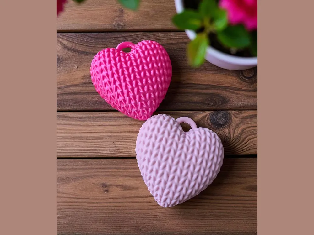 Cute Knitted Heart Keychain (No Assembly) by Deltaprints