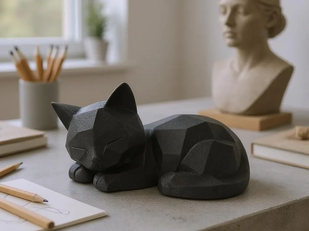 Cute Sleeping Low Poly Kitten by Deltaprints