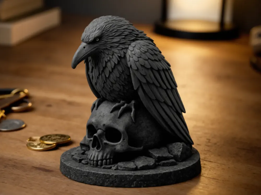 Eternal Sentinel: Meditating Raven Figure by shushushu