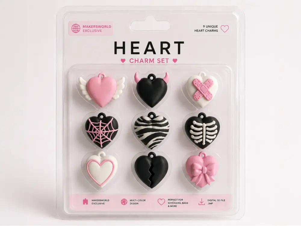 Heart Charms (Set of 9) by Dominyka
