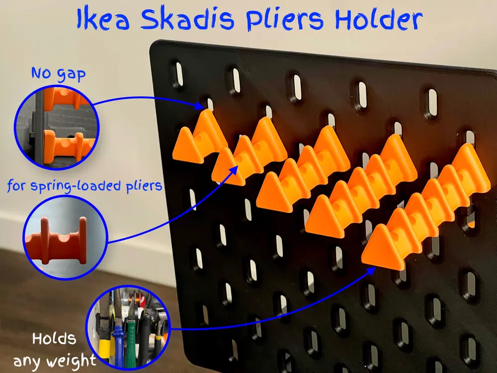 IKEA Skadis Pliers Holder (1 to 6 Pliers) by MaxLayers