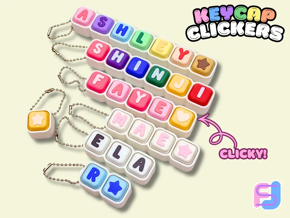 Keycap Fidget Clicker Toy (Compact Design) Keychain by Justi-Fy Studio