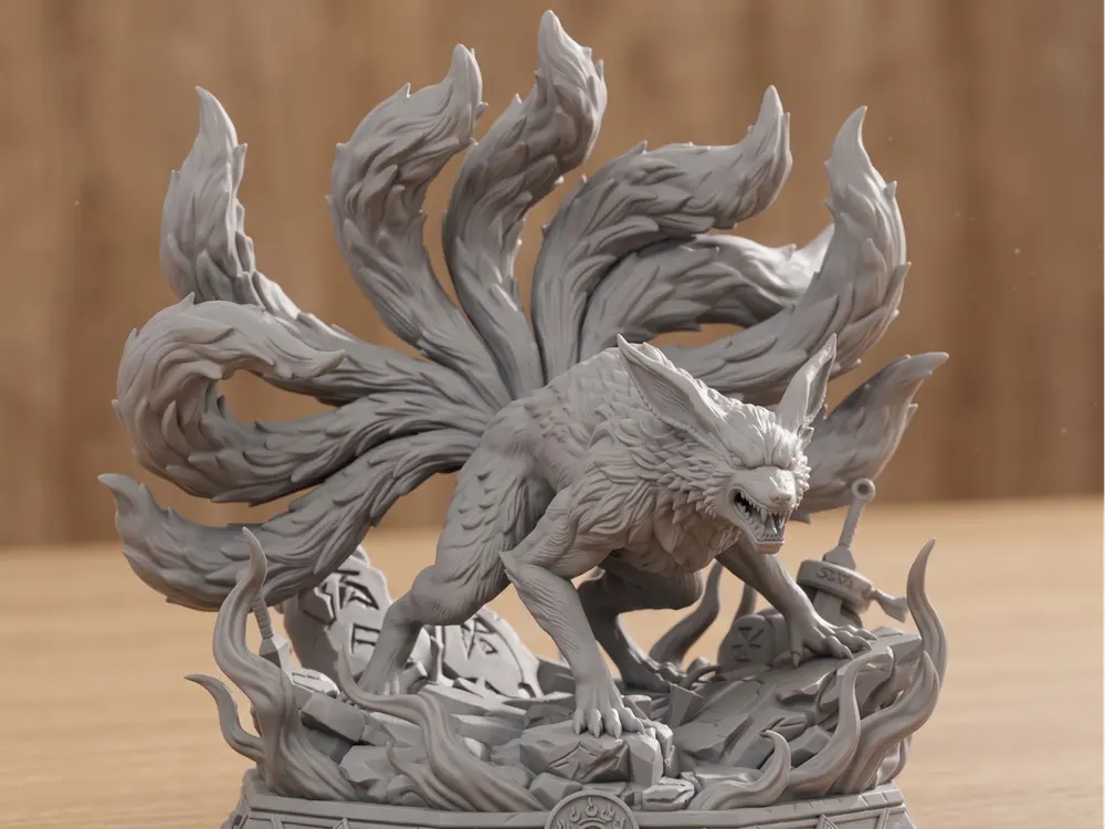 Kurama Naruto Nine-Tailed Fox Figure by 3D Maker Arts