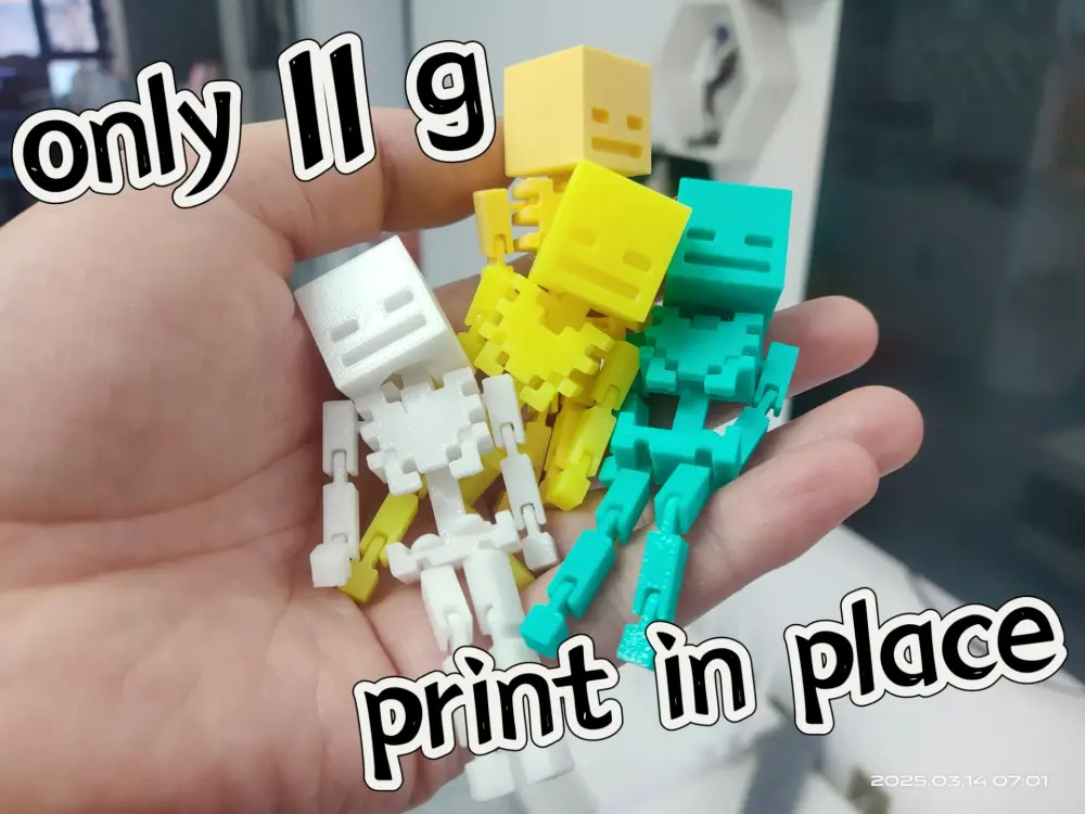 Minecraft Print-in-Place Highly Articulated Skeleton Keychain/Pendant by YiYue