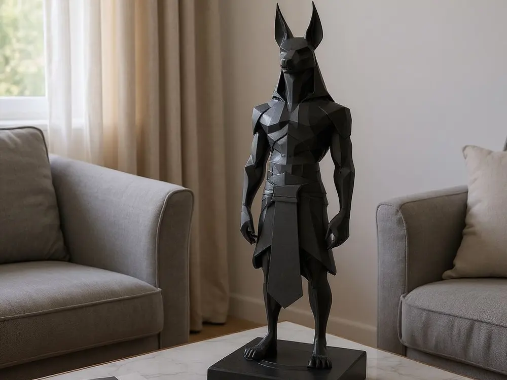 Minimalist Low Poly Anubis Statue by Deltaprints