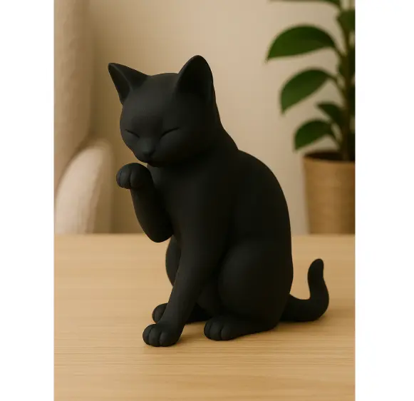 Modern Black Cat Figurine Art by Vaughn