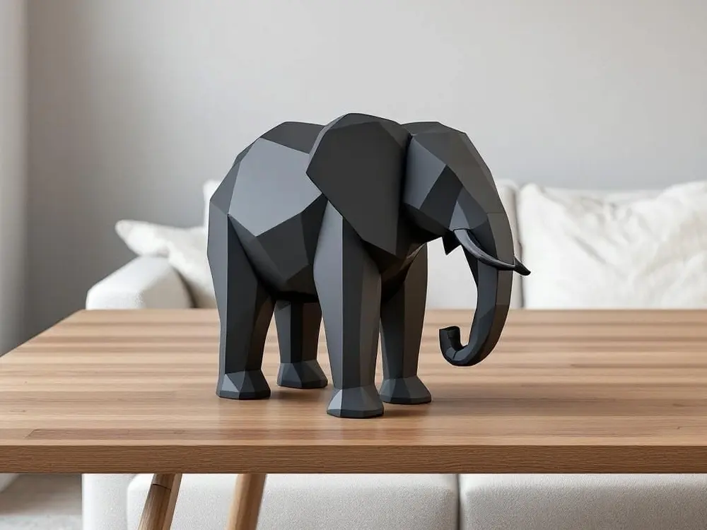Modern Minimalist Low Poly Elephant Statue by Deltaprints