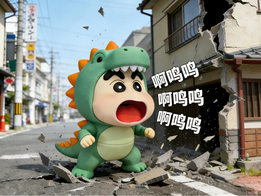 Shinchan in a Dinosaur Costume by 咕噜咕噜