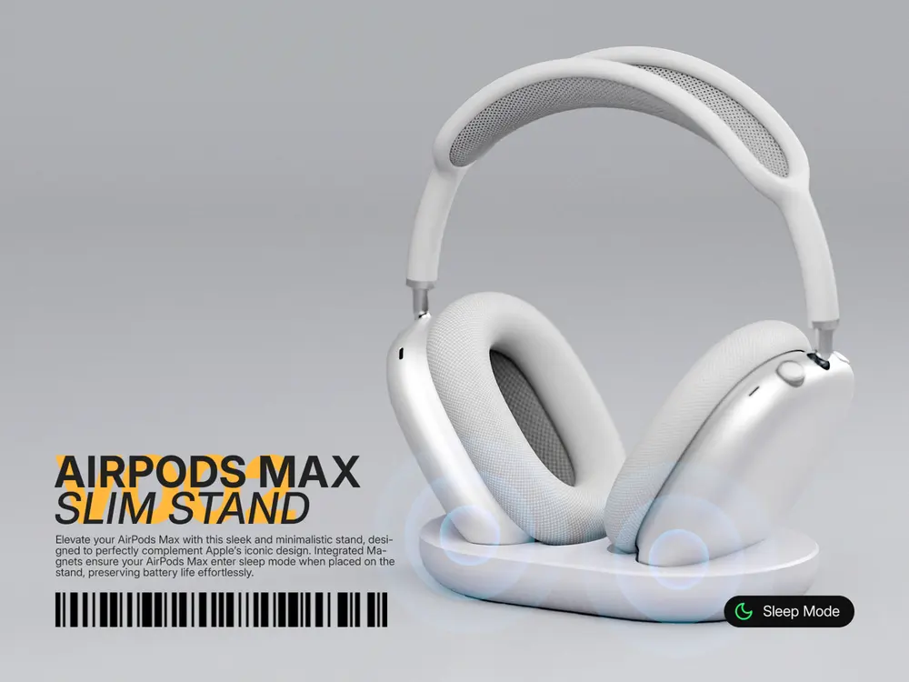 Slim AirPods Max Stand with Sleep Mode V2 by schönholz