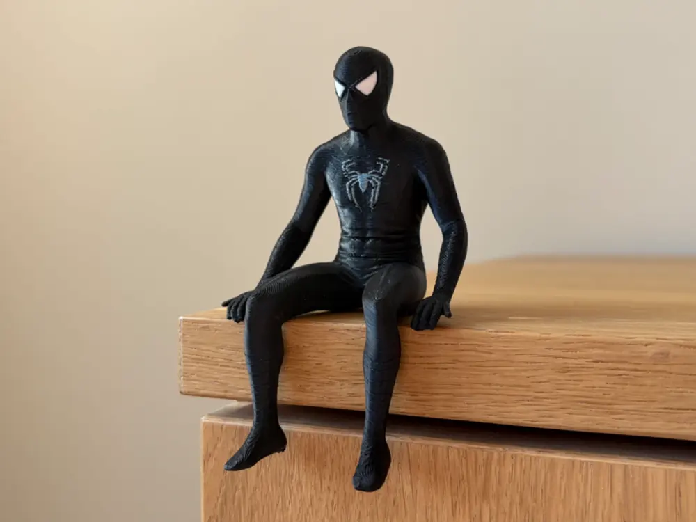 Spider-Man Black Suit Sitting Shelf Figure by shredderrich