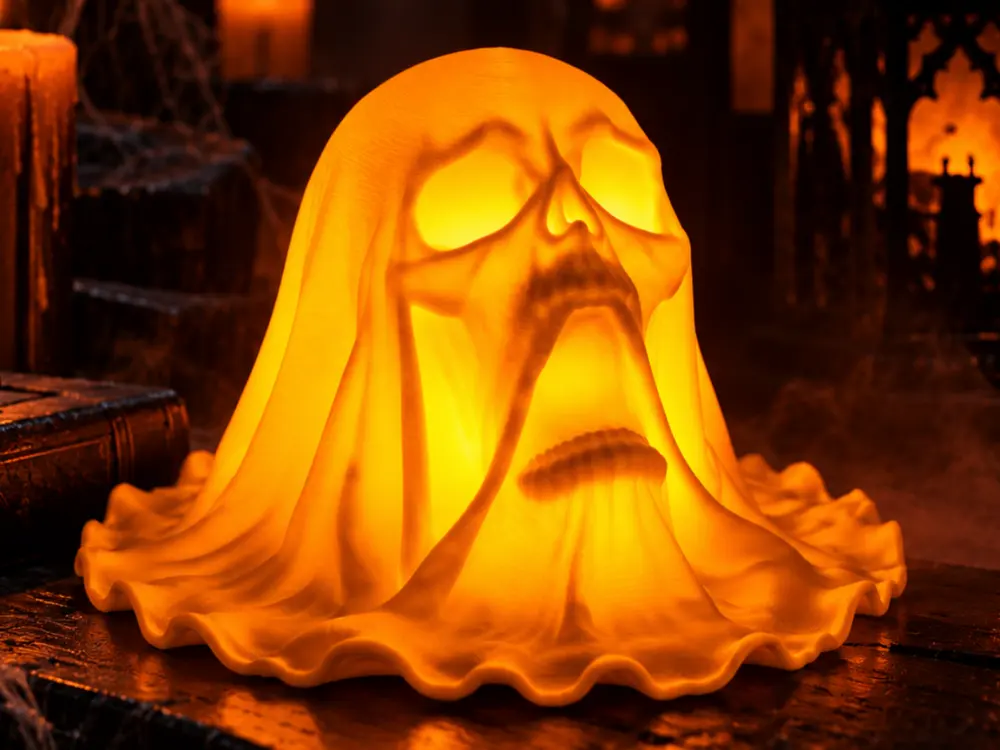 Spooky Ghost Skull Lantern by SpoolWorks