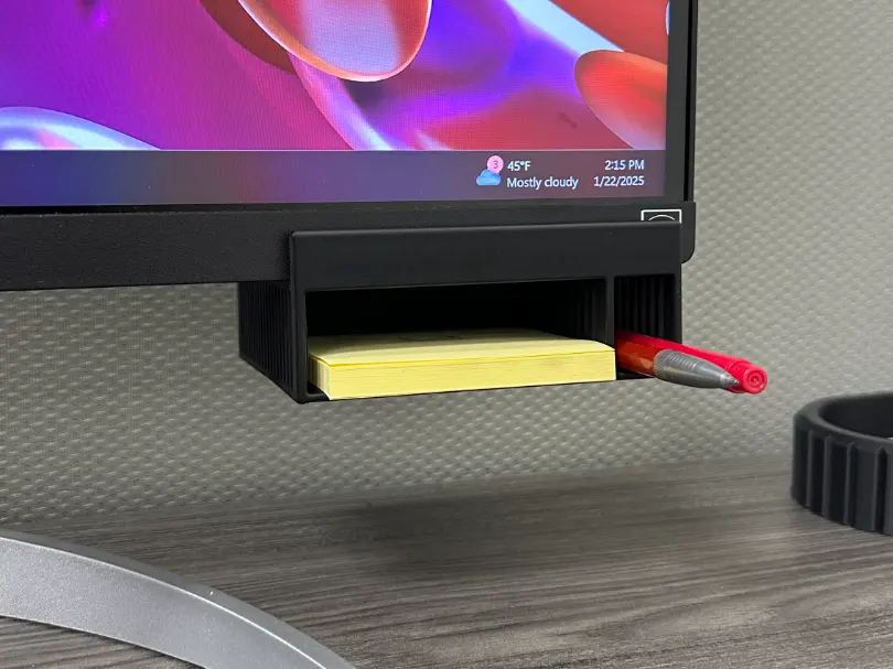 Under Monitor Pen / Sticky Note Holder by Somusgrove