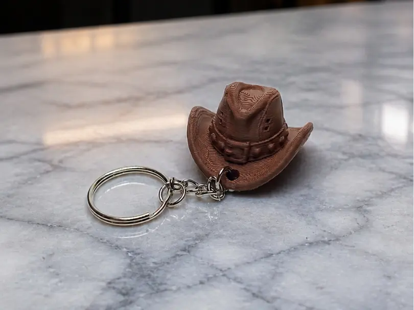 Western Hat Cowboy Keychain with Details by 3D Home Decoration