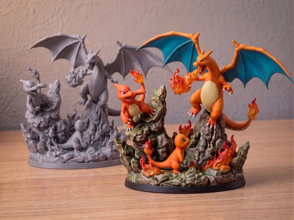 Diorama - Charizard, Charmeleon & Charmander by Lynns